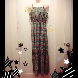 My Beloved Tribal Print Teal Maxi Dress